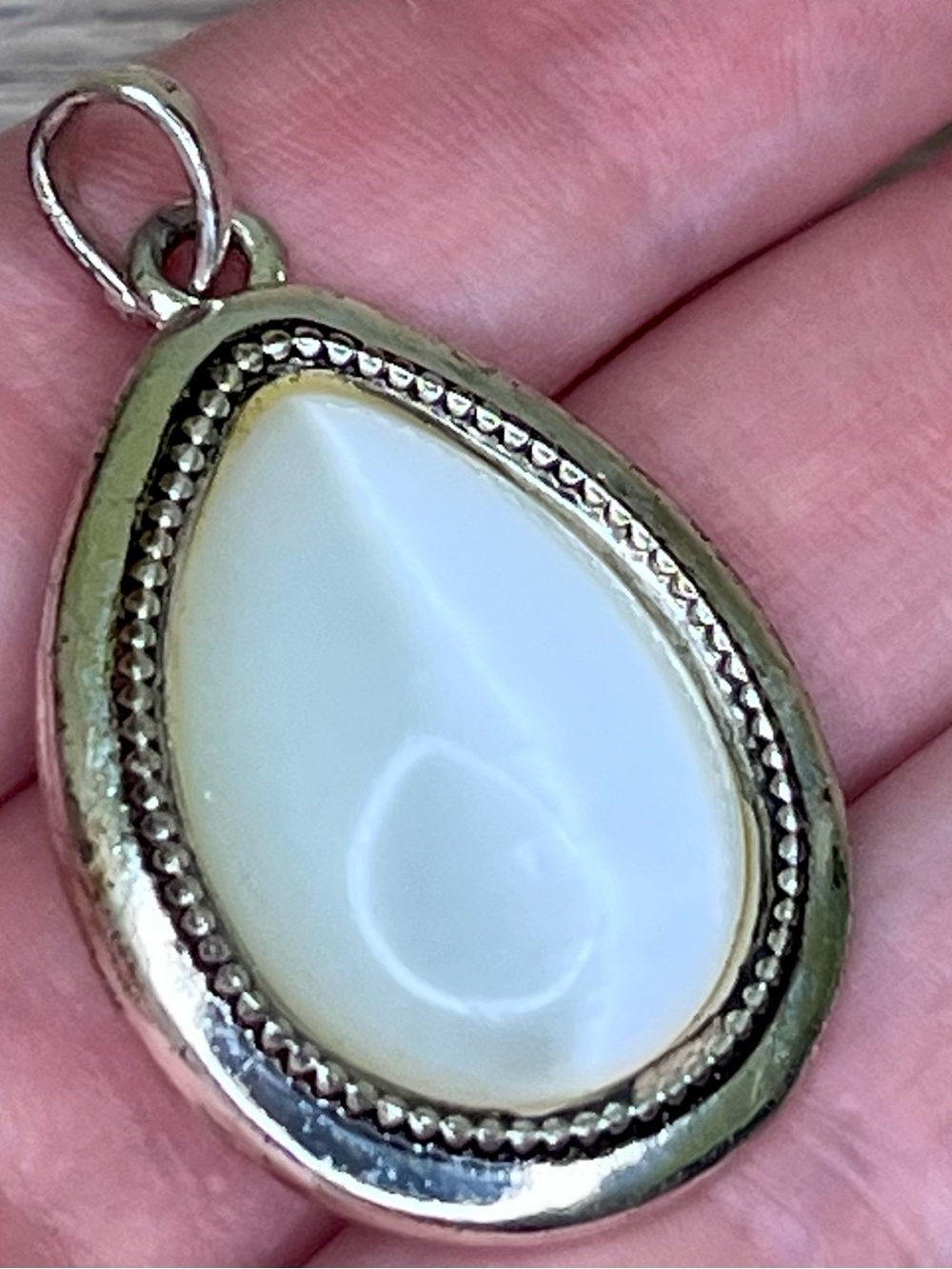 Vintage White Quartz Tiger Eye Pendant